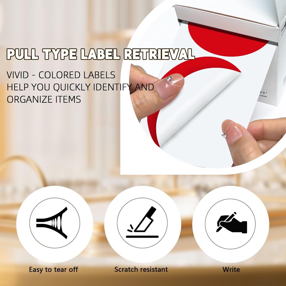 6831 3 Inch Red Color Code Dot Stickers,500 PCS Round Labels Sticker in - Picture 4 of 7